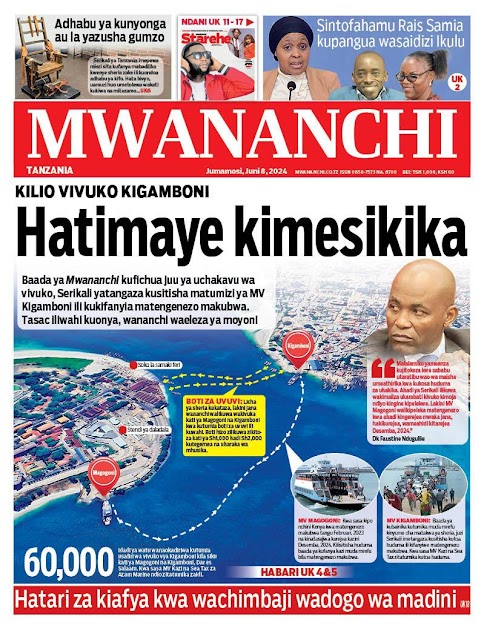 Magazeti ya leo jumamosi juni 08, 2024